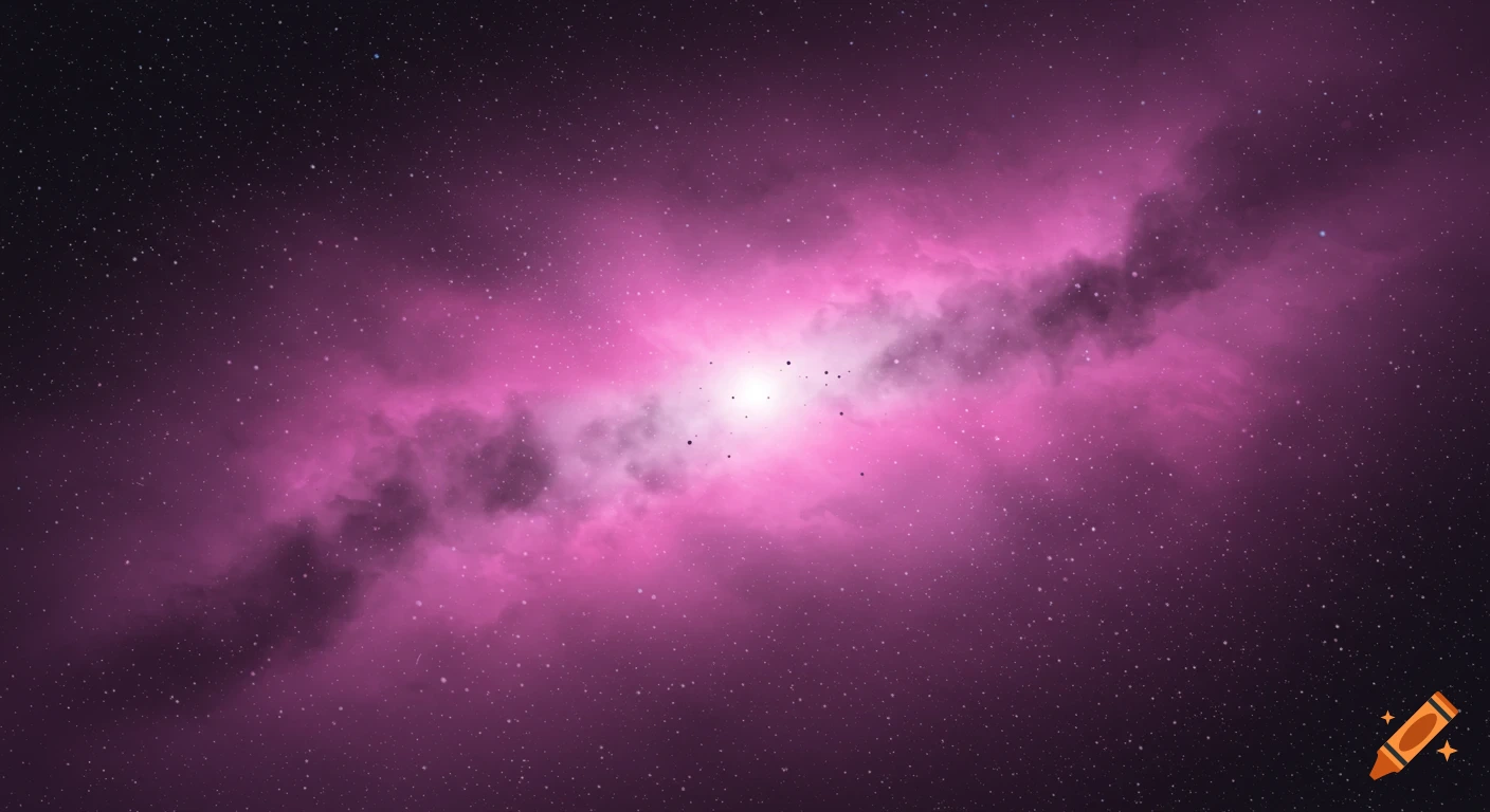 A vibrant pink and purple nebula shines among stars in space.