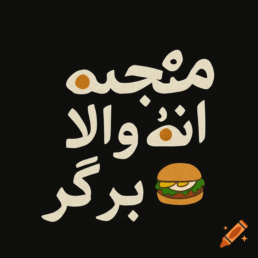 Urdu text and a small burger icon on a black background.