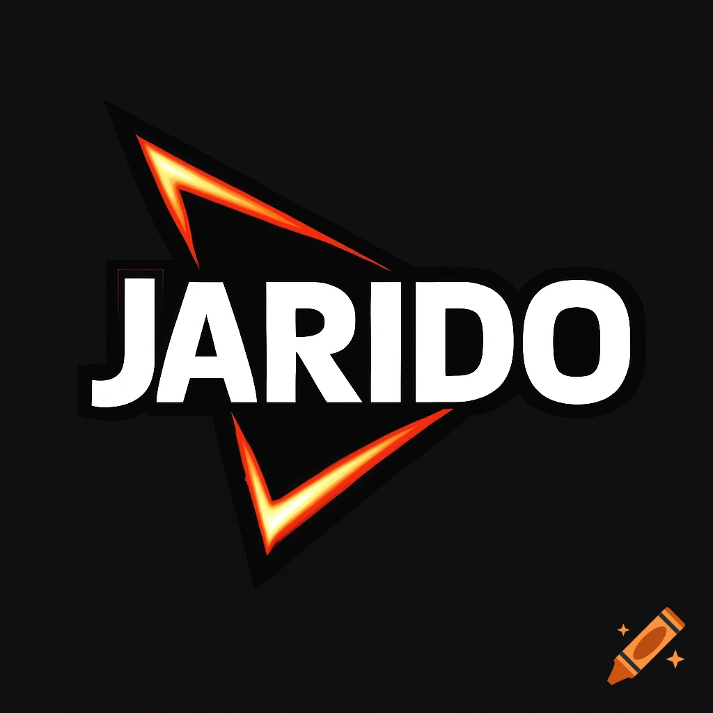 A logo with the word JARIDO in white text over a black background with an orange and yellow glowing triangle shape.