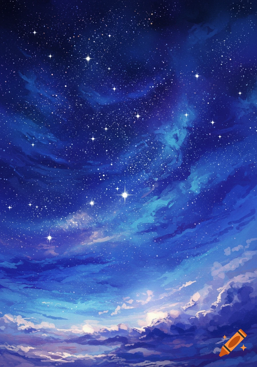 A starry night sky with clouds.