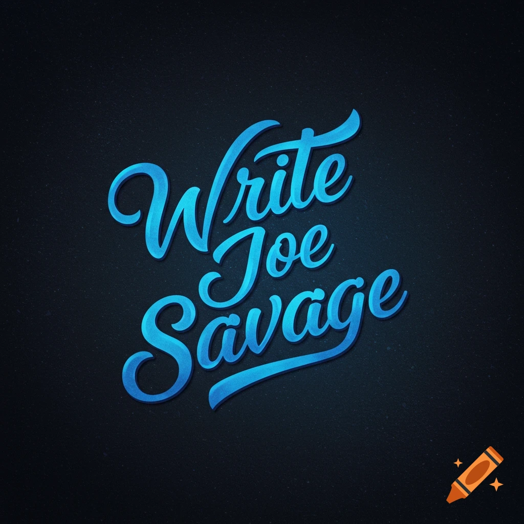 Blue script text reads 'Write Joe Savage' on a dark background.