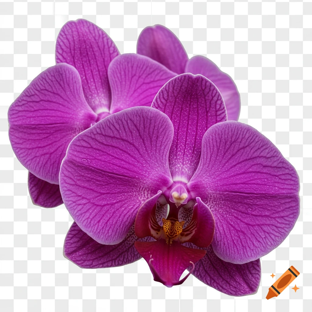 Two purple orchids on a transparent background