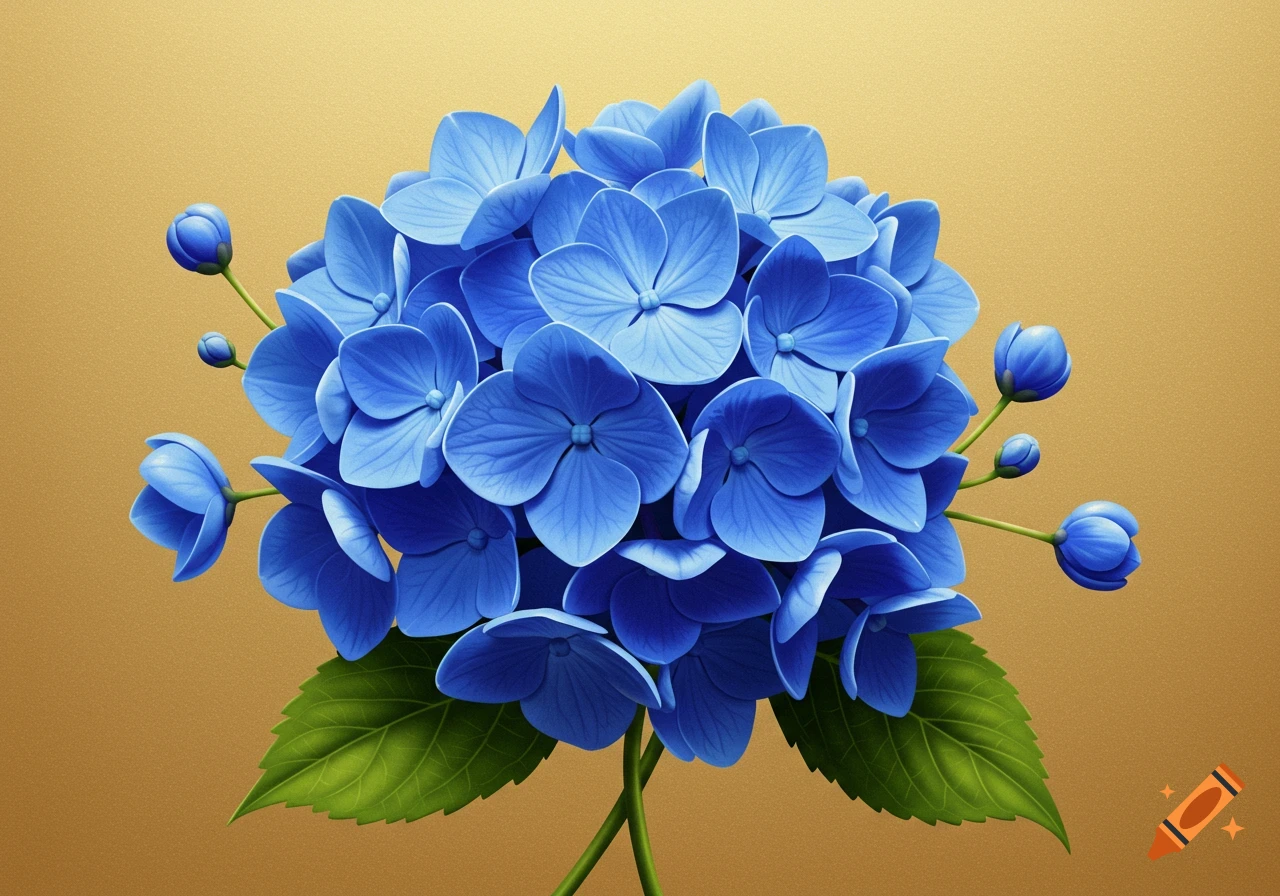 Blue flowers on a golden background.