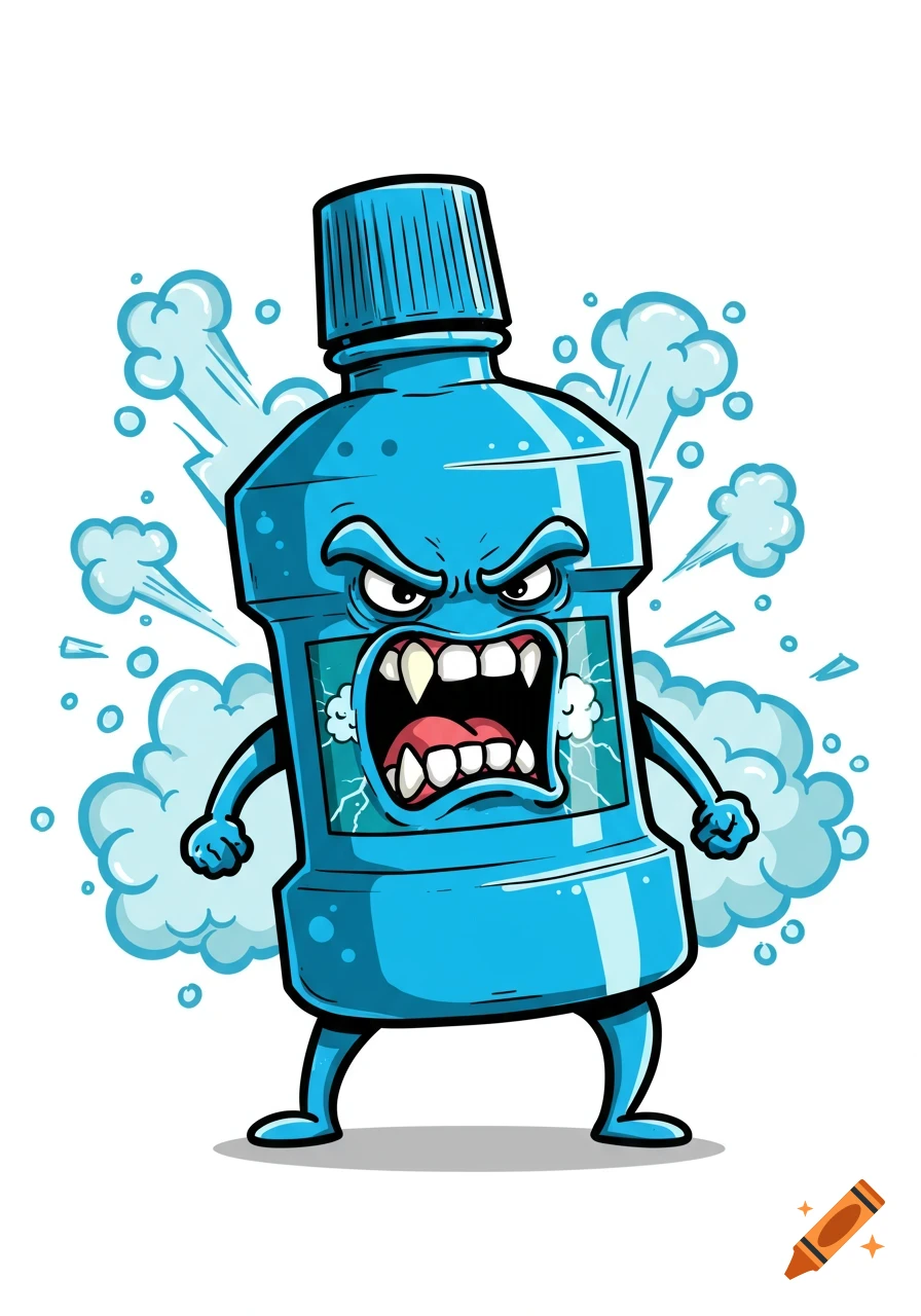 Cartoon Character Of An Angry Blue Mouthwash Bottle With Steam On Craiyon cartoon-character-of-an-angry-blue-mouthwash-bottle-with-steam-on-craiyon