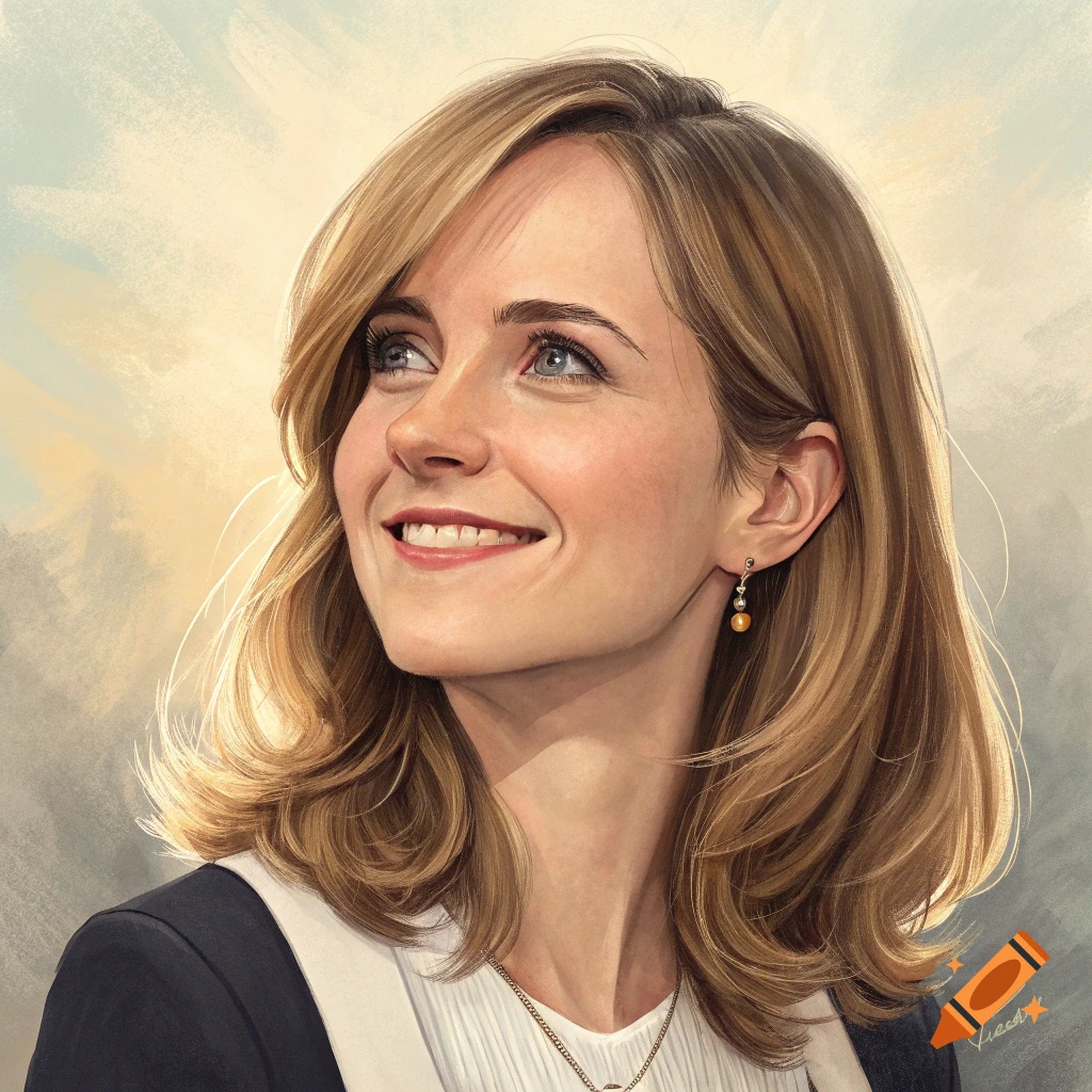 A woman looking up and smiling.