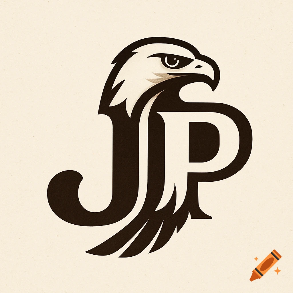 Logo of an eagle's head combined with the letters JP.