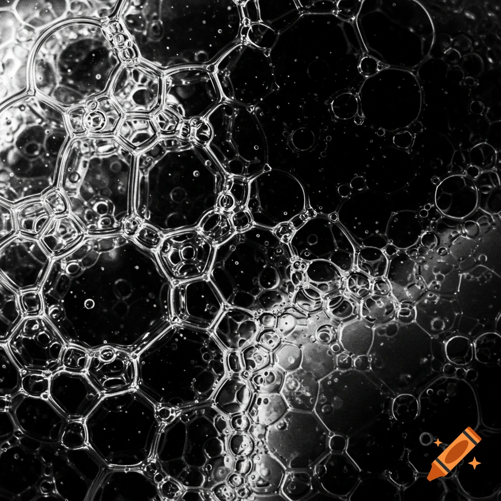 Close-up abstract black and white bubbly texture.
