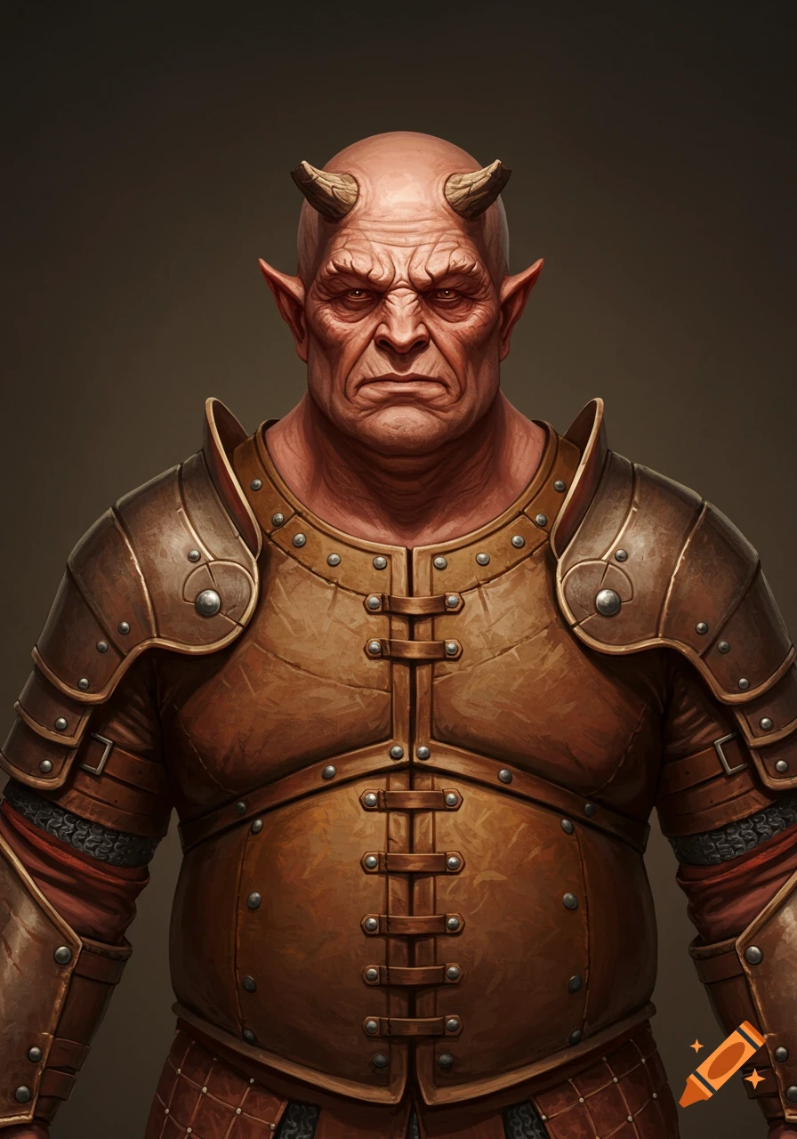 Image of a stout demon in medieval leather armor.