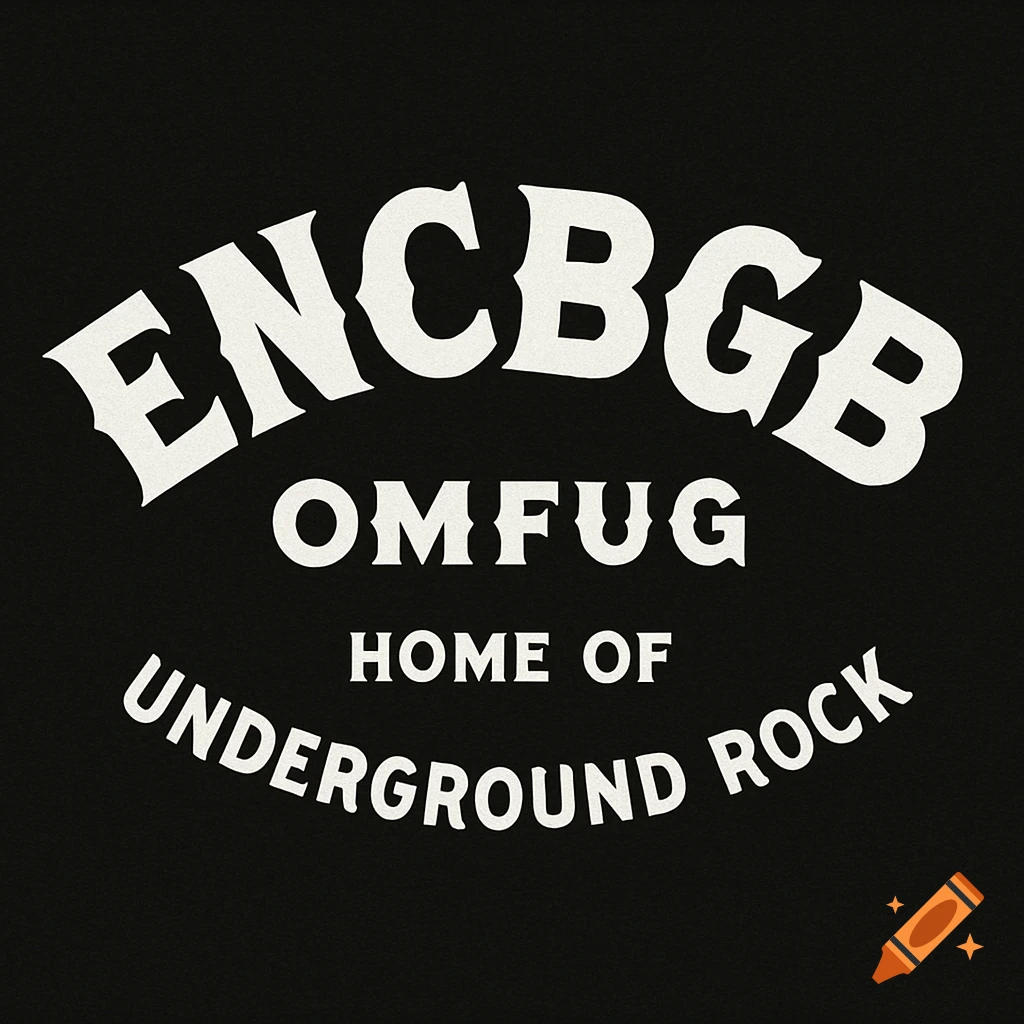 Logo with text ENCBGB OMFUG HOME OF UNDERGROUND ROCK