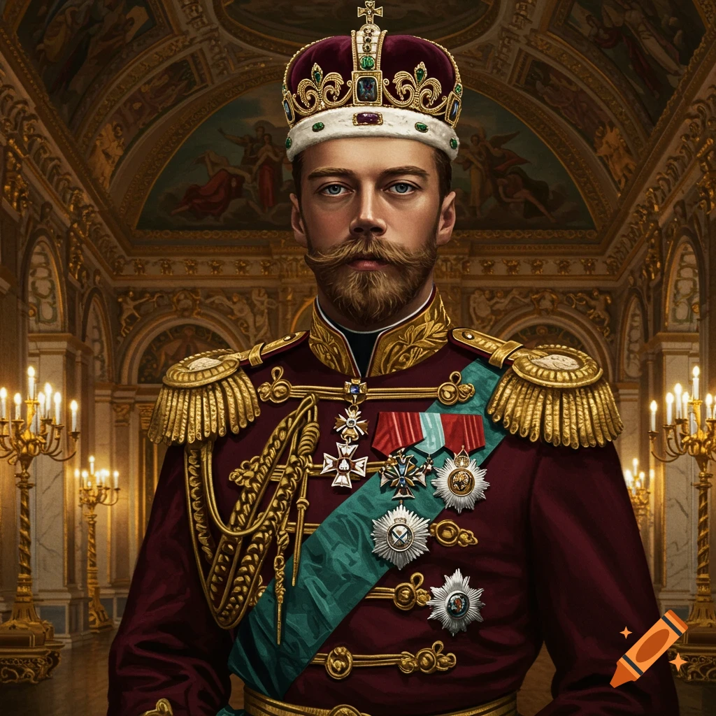 Portrait of a Tsar in uniform and crown