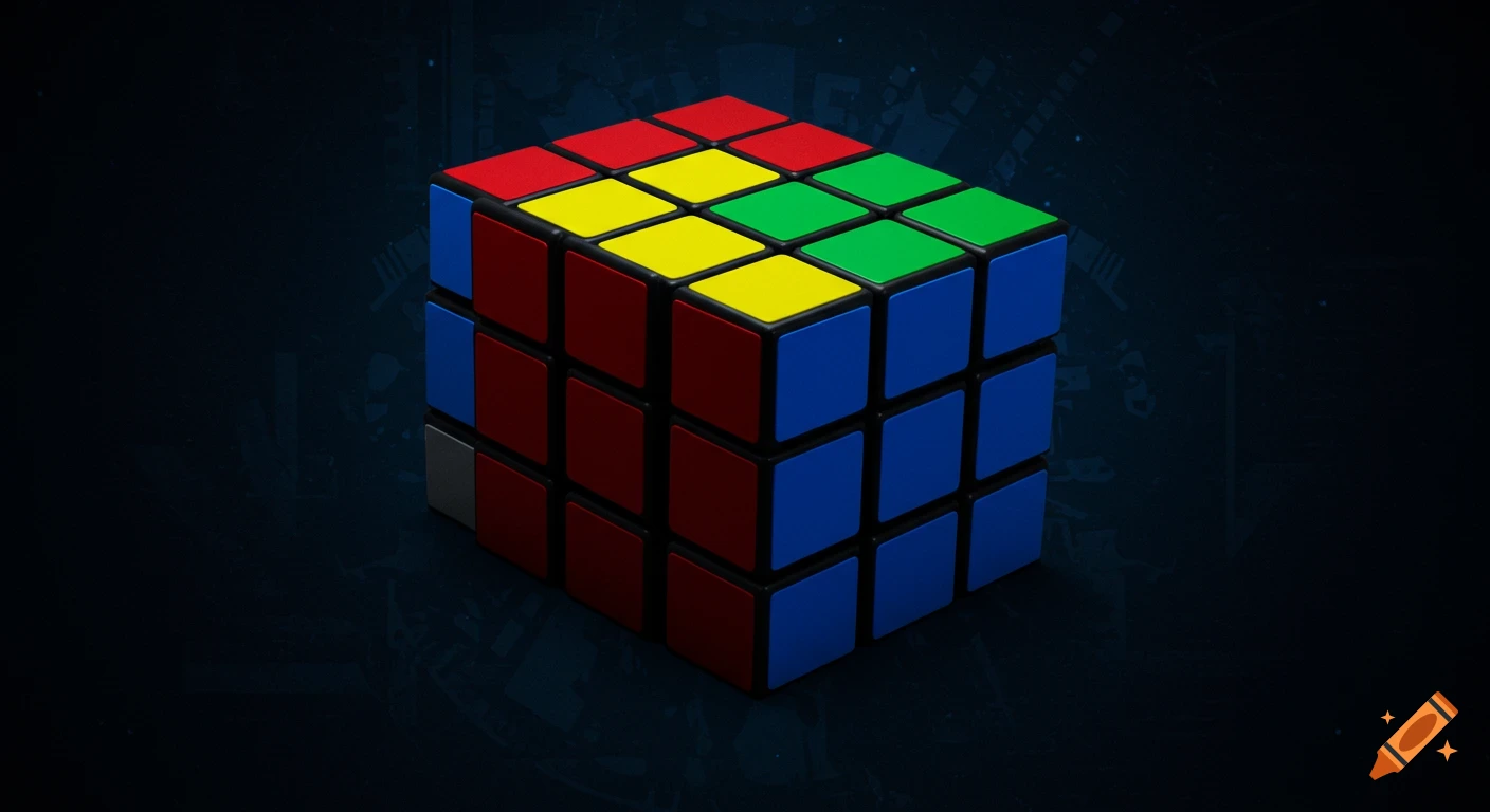 A Rubik's cube on a dark background.