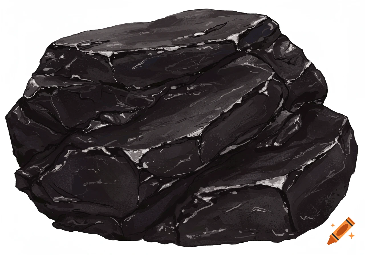 A dark, rough chunk of coal or coke.