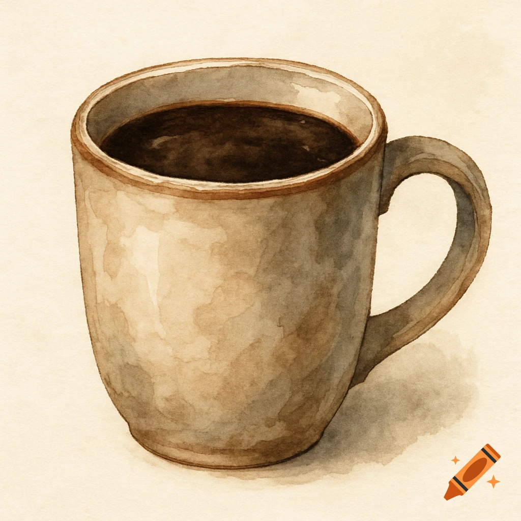 Watercolor illustration of a coffee mug