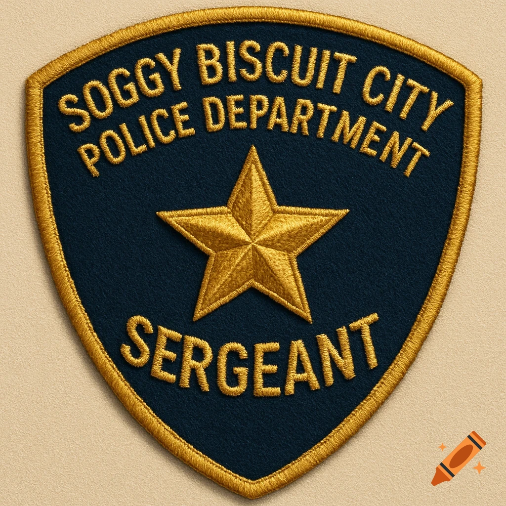Embroidered dark blue police patch with gold star and text