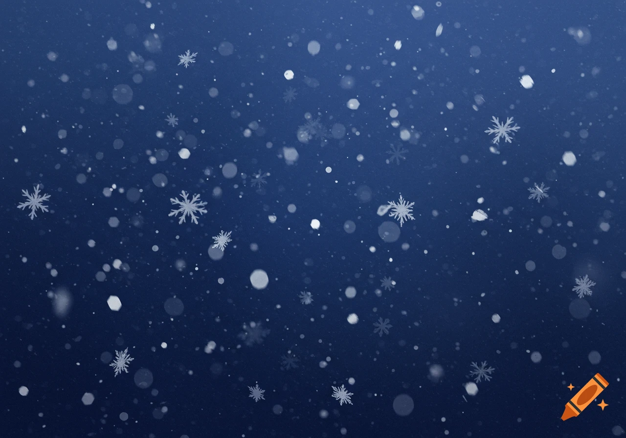 Falling snowflakes against a blue background