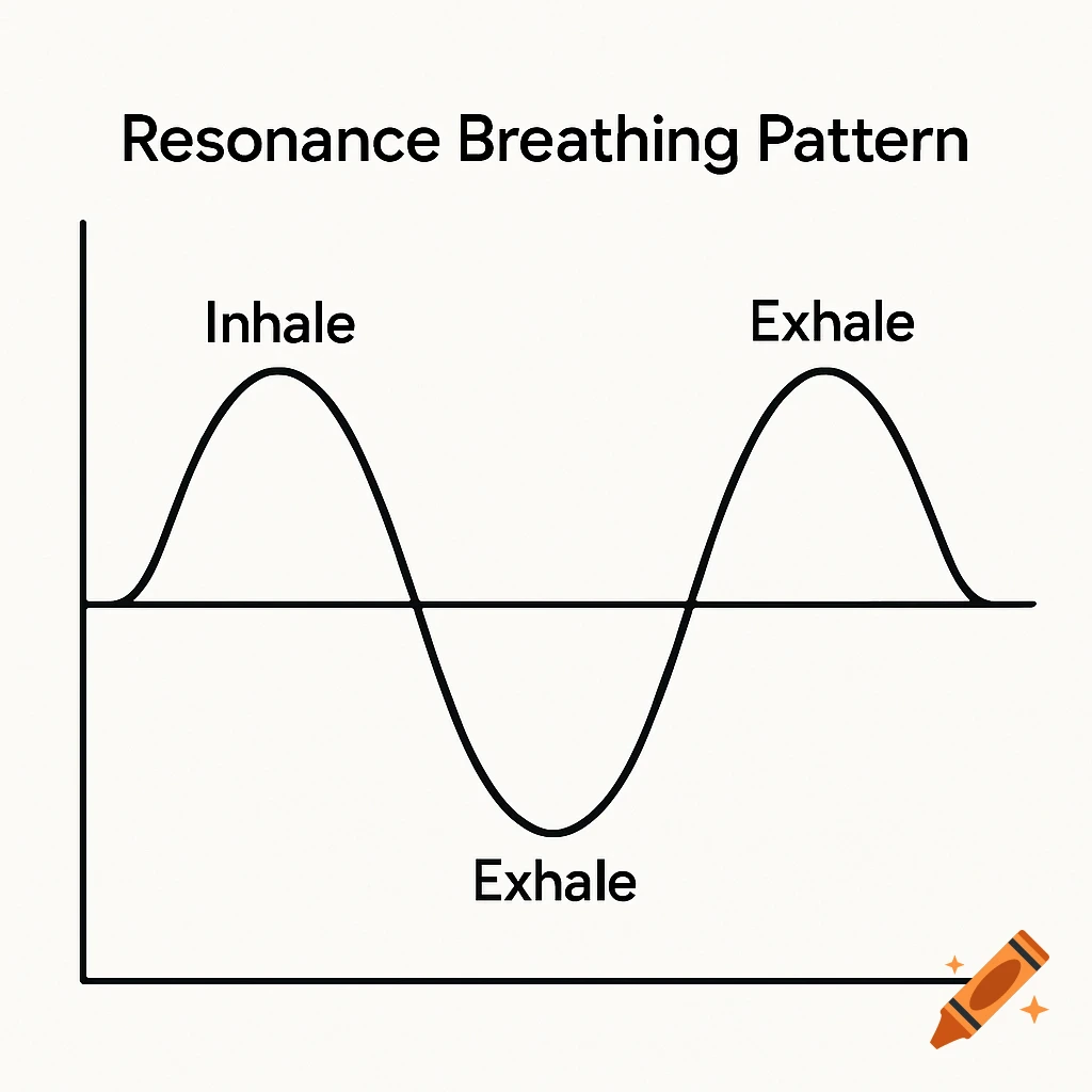 A graph showing a wave pattern for inhale and exhale in resonance ...
