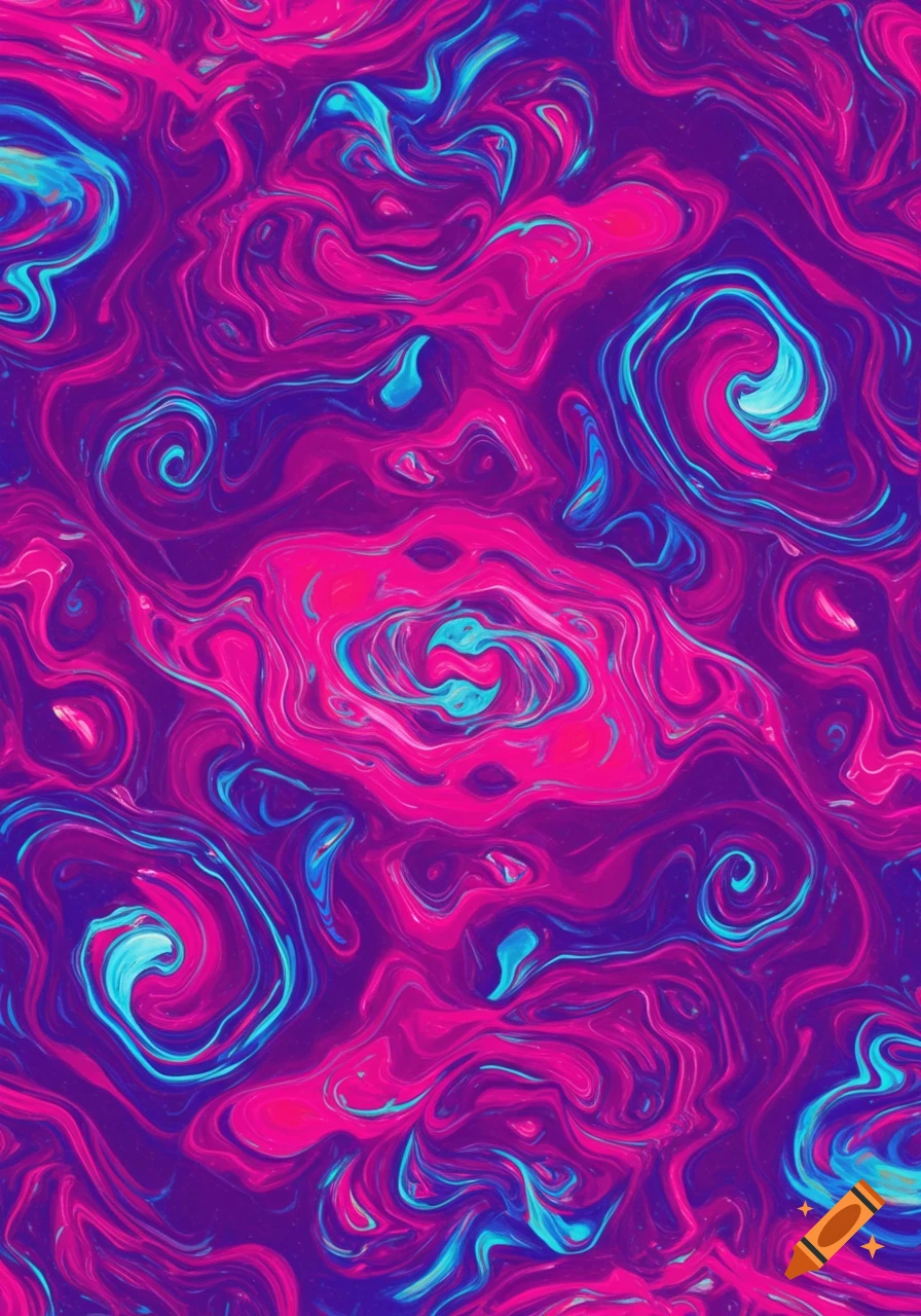 Abstract pattern of swirling pink, purple, and blue psychedelic colors.