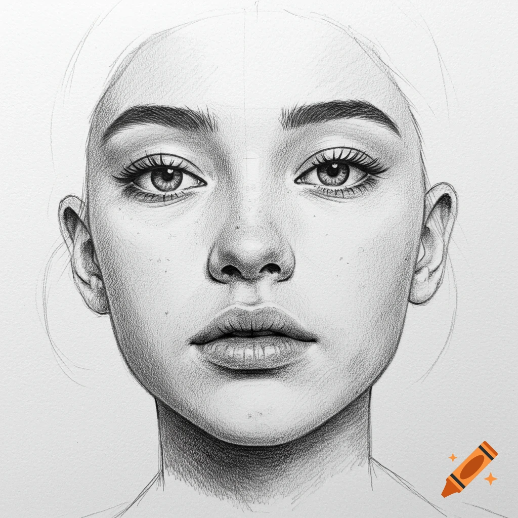 Close-up graphite sketch of a face.