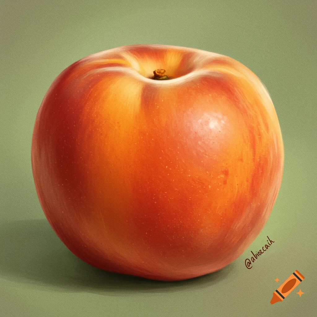 A single peach on a green background.