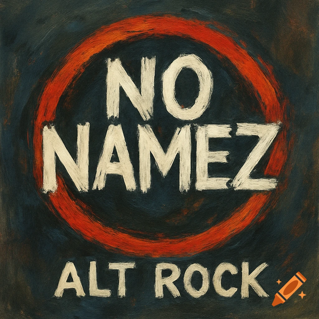 A band logo features a red circle with the text "NO NAMEZ" inside. Below the circle is the text "ALT ROCK".