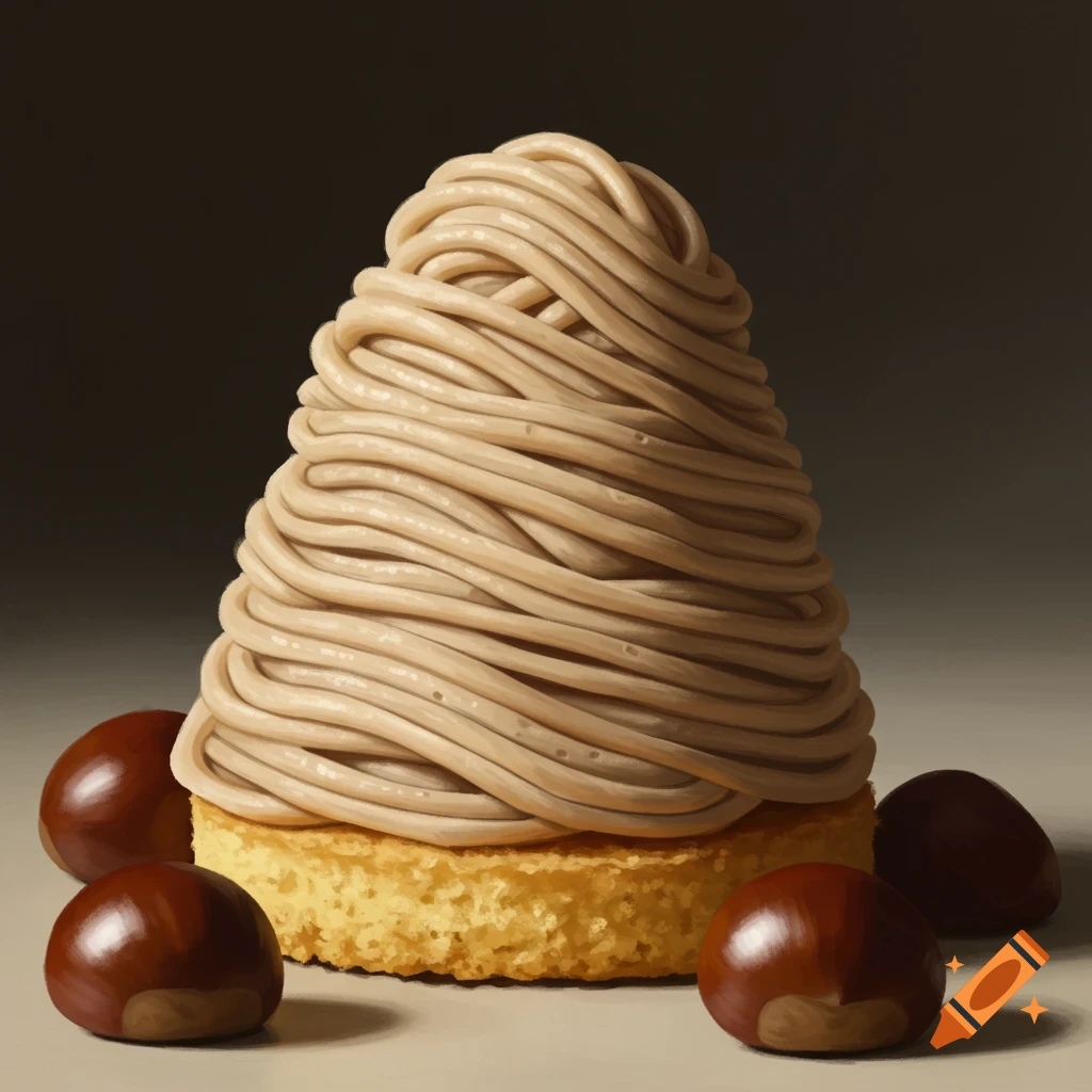 A painterly Mont Blanc cake with chestnuts.