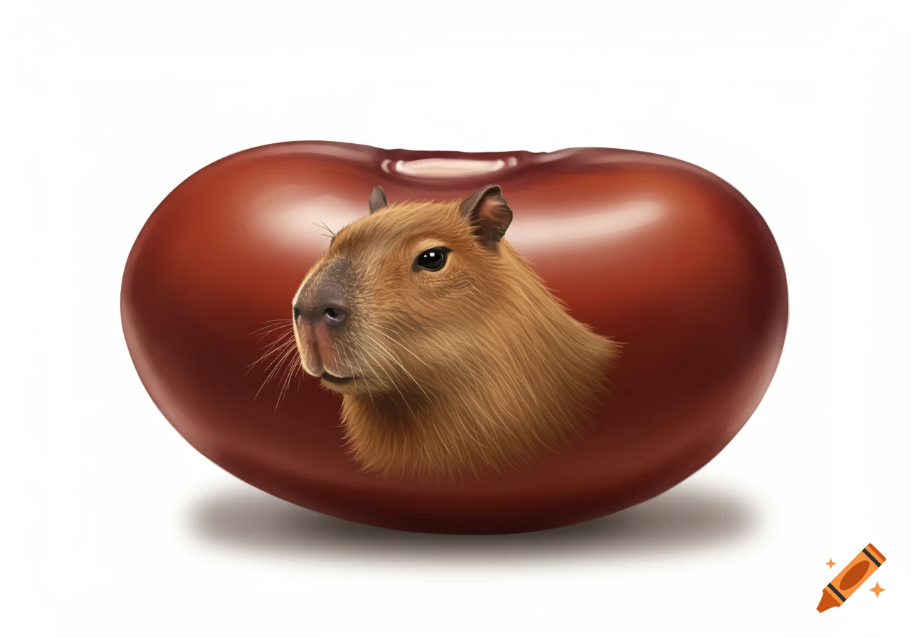A capybara head on a kidney bean.