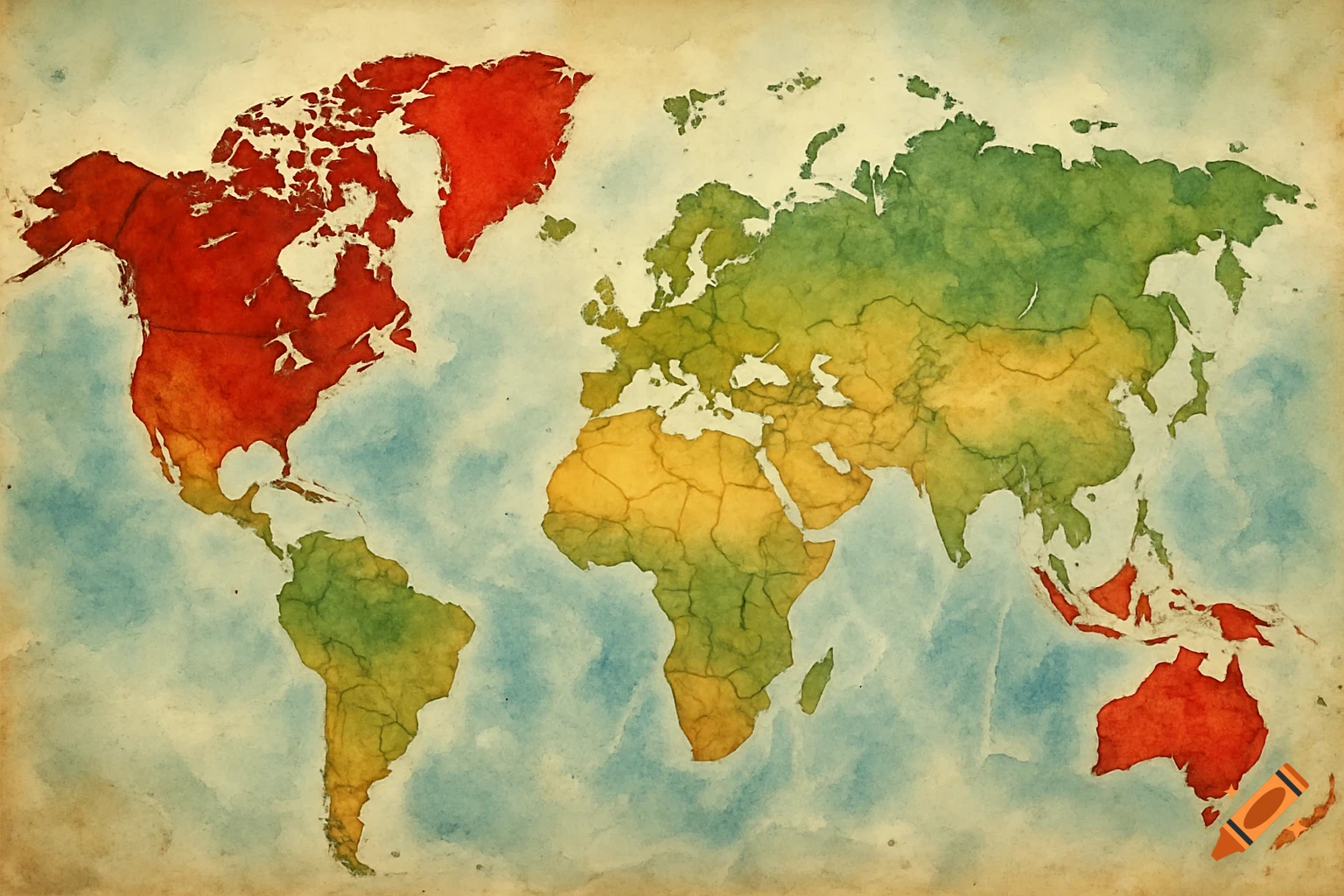 Watercolor world map