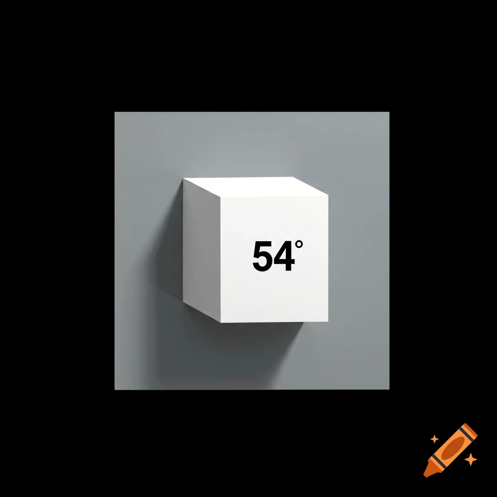 A white cube labeled with "540" sits on a gray square background, both rotated. Minimalist style.