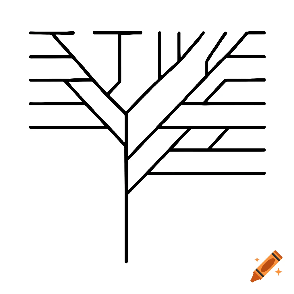 Black and white line drawing of a branching phylogenetic tree diagram.