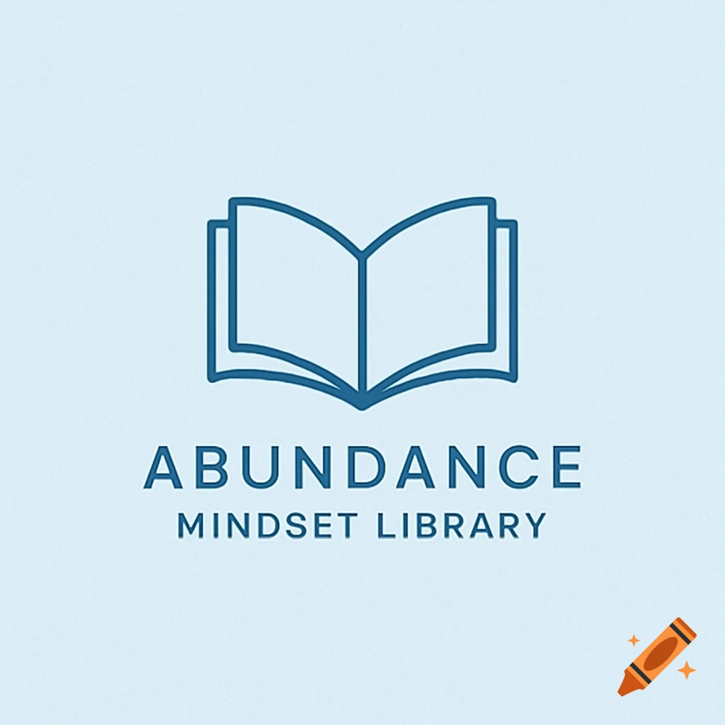 Minimalist logo of an open book above the text "ABUNDANCE MINDSET LIBRARY".