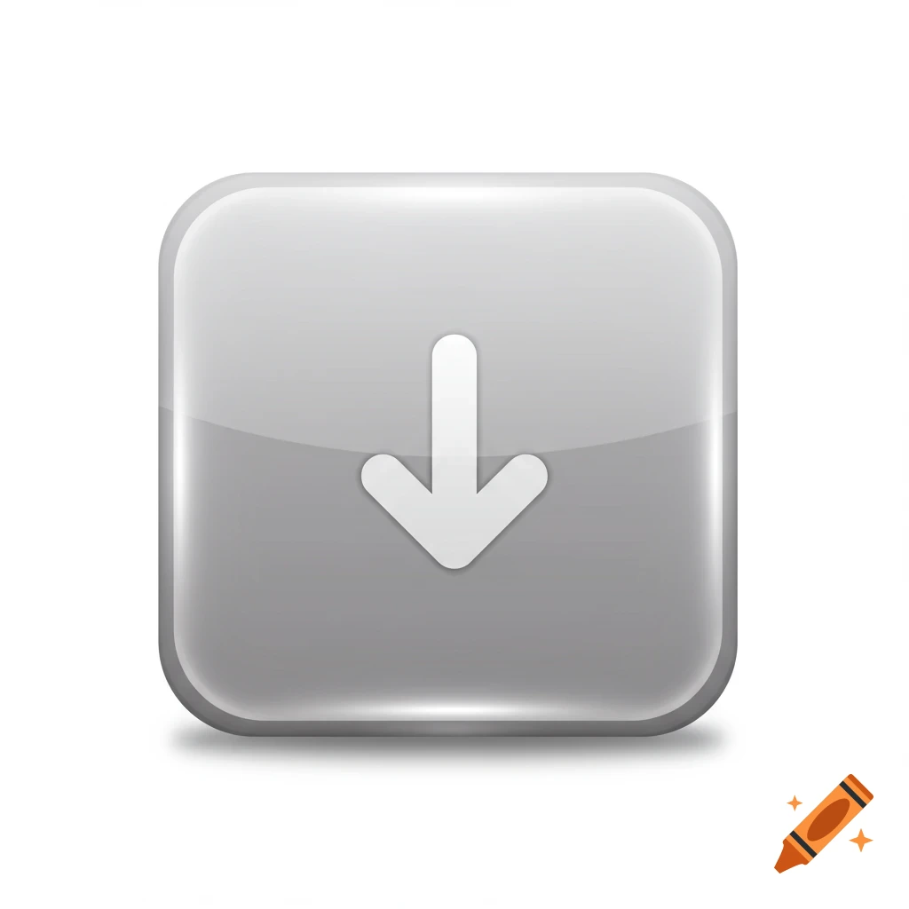 Grey glossy button with a white down arrow icon