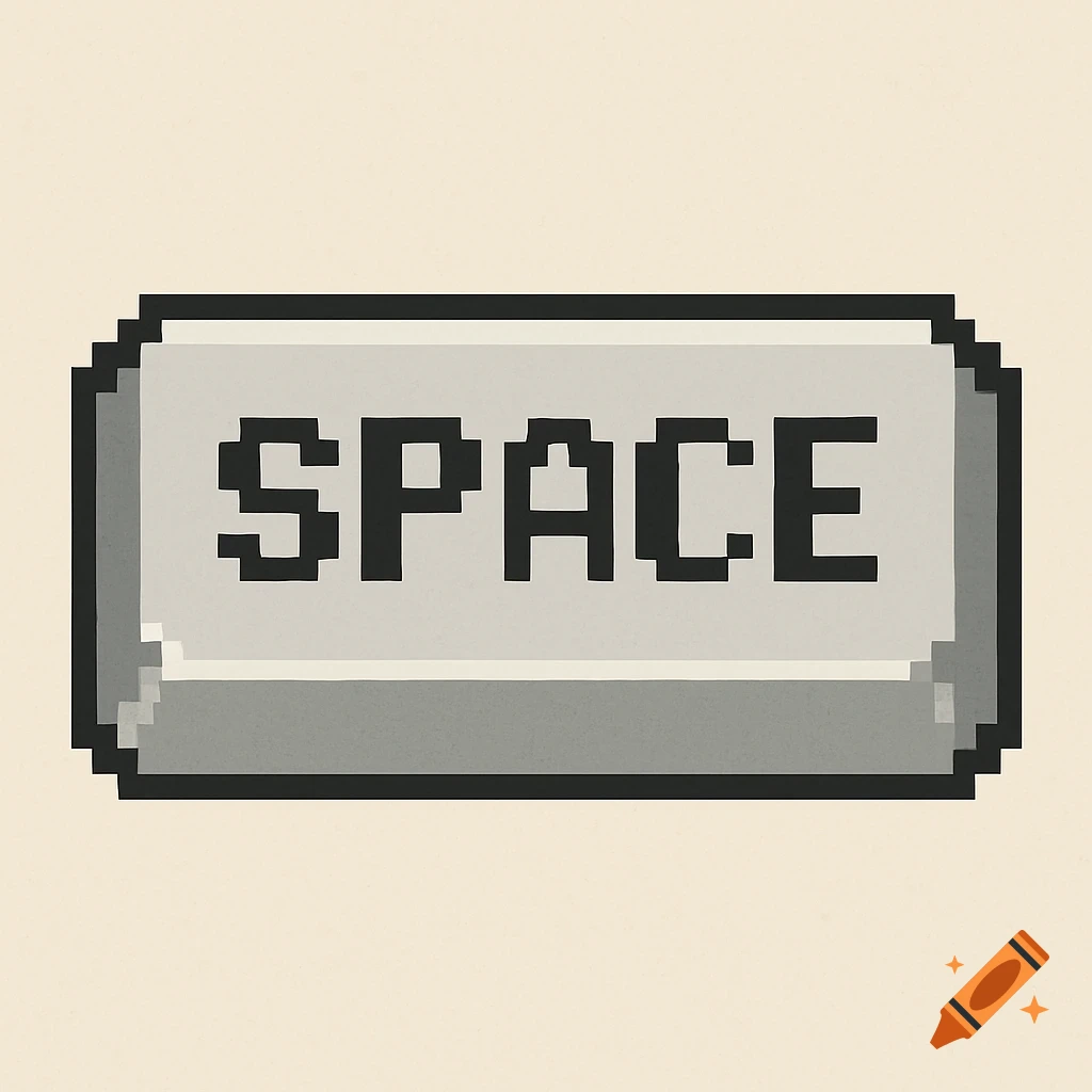 Pixel art illustration of a spacebar keyboard key with the word SPACE