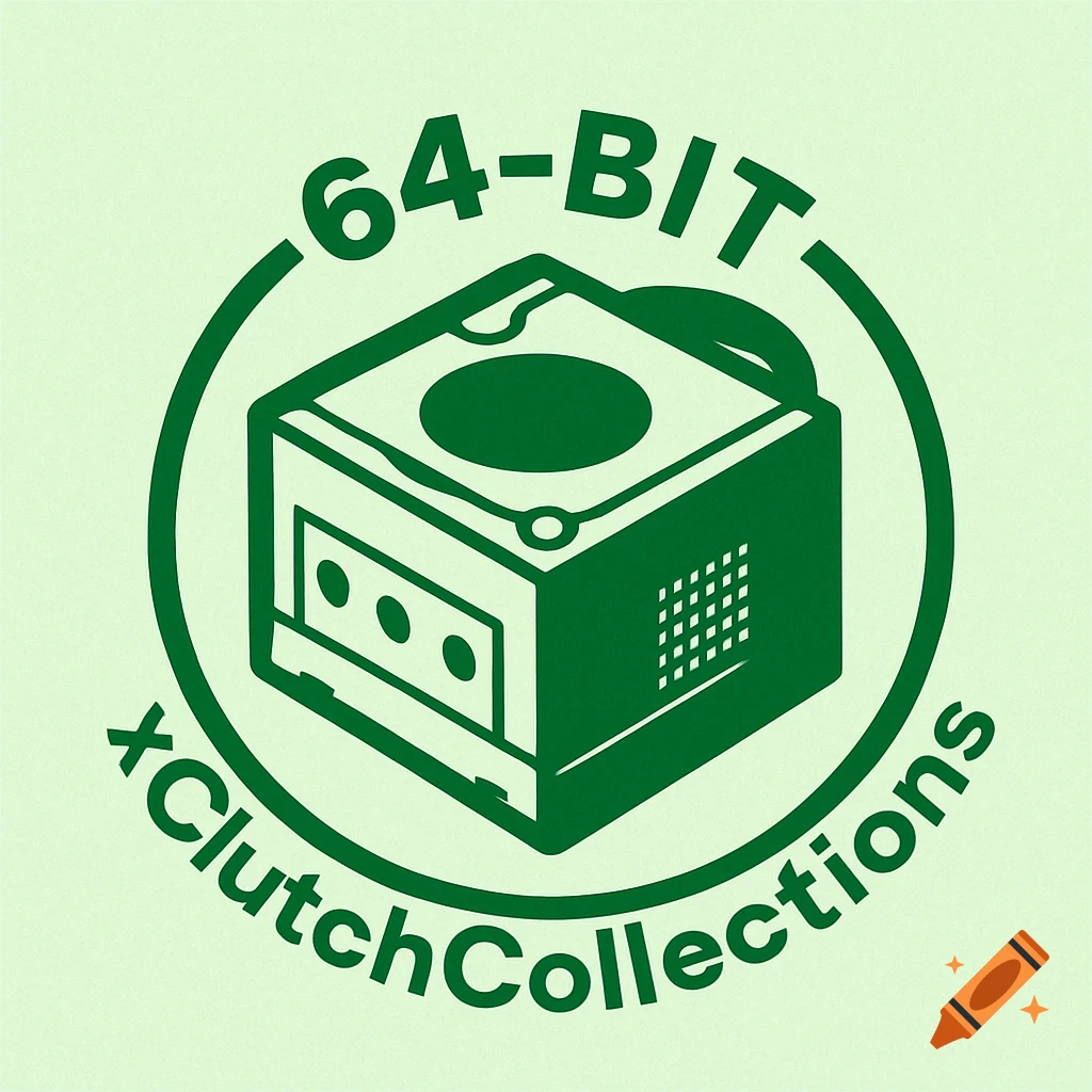 Green logo with a stylized GameCube console and text '64-BIT xClutchCollections'