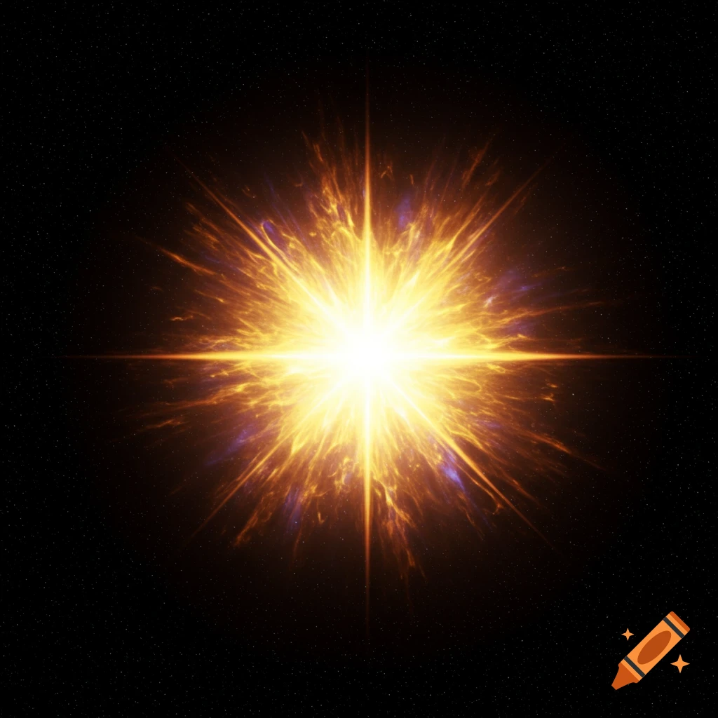 A luminous starburst against a starry background.