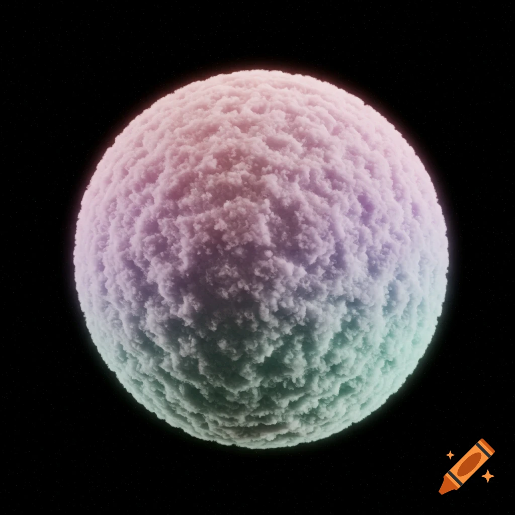 A pastel-colored textured sphere resembling a planet against a starfield.
