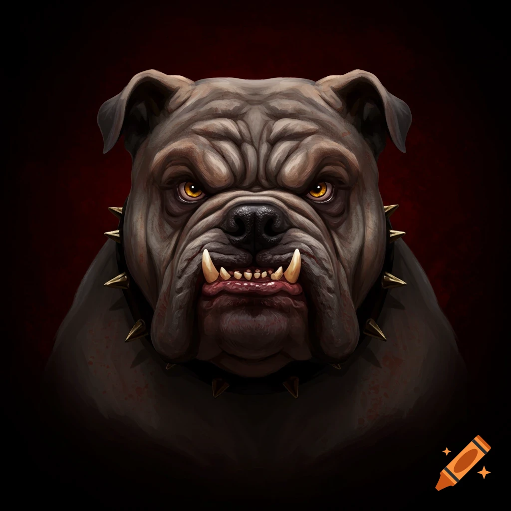 Image of a scary bulldog with spiked collar