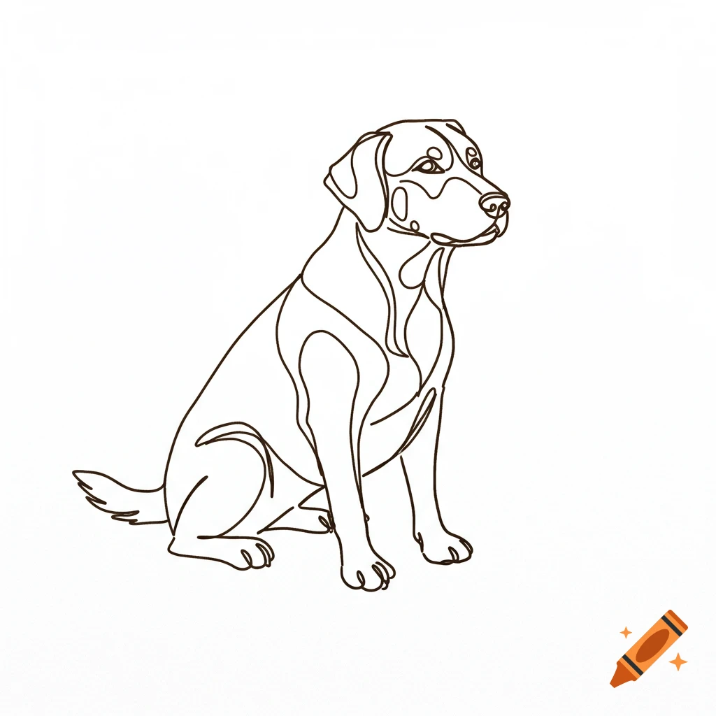 Minimalist line art of a dog sitting