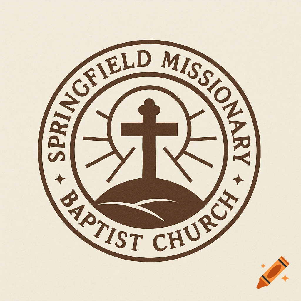 Logo for Springfield Missionary Baptist Church featuring a cross and circular text