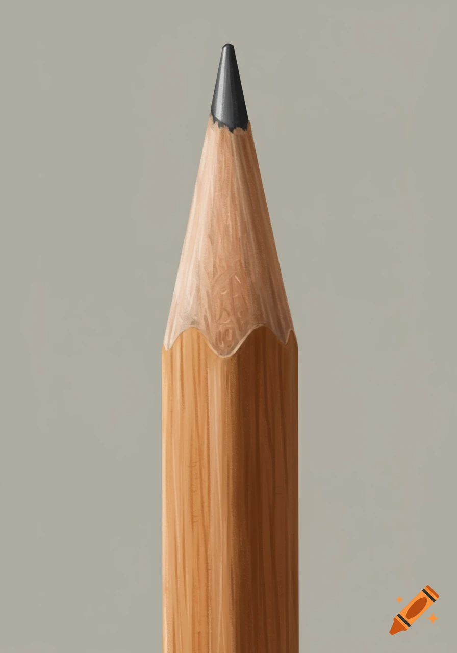 Close-up of a sharpened wooden pencil tip.