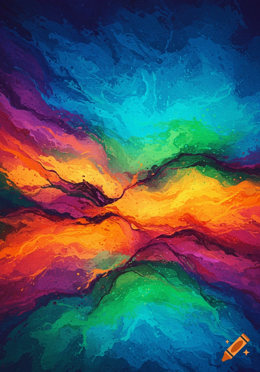 Abstract image with swirling, vibrant colors.