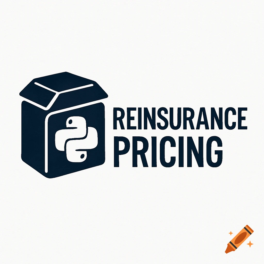 Logo with Python symbol in a box and text REINSURANCE PRICING
