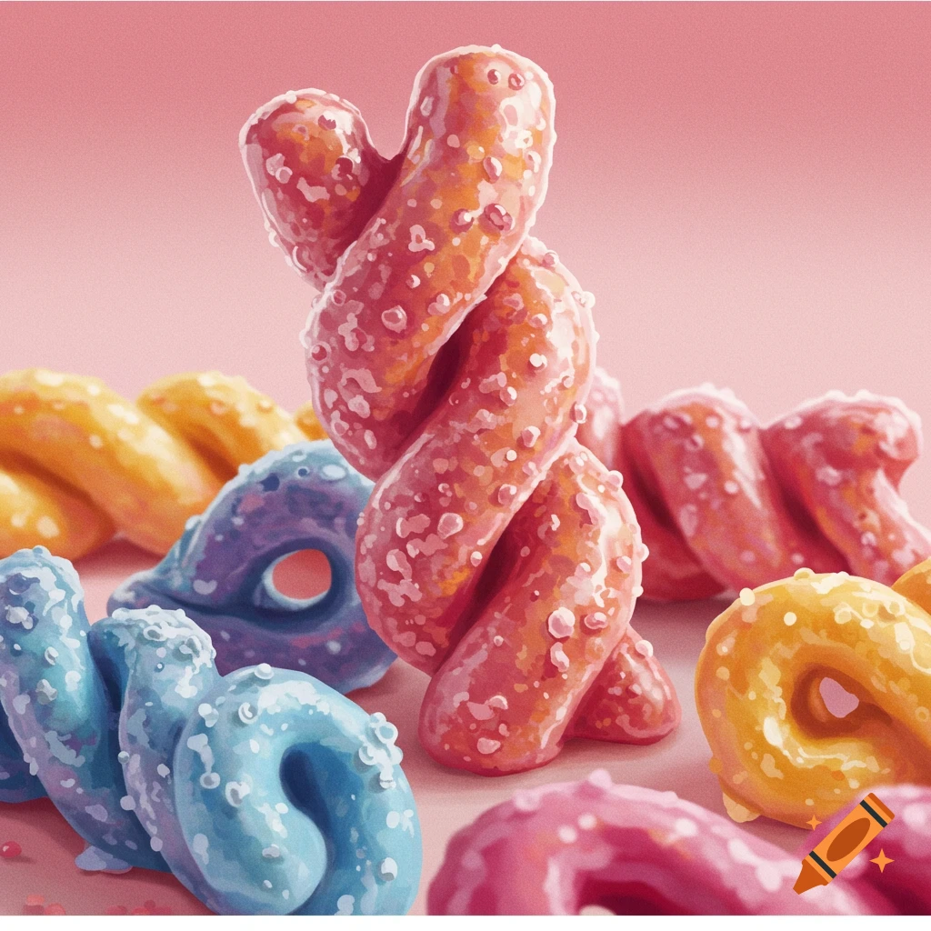 Colorful twisted cereal shapes
