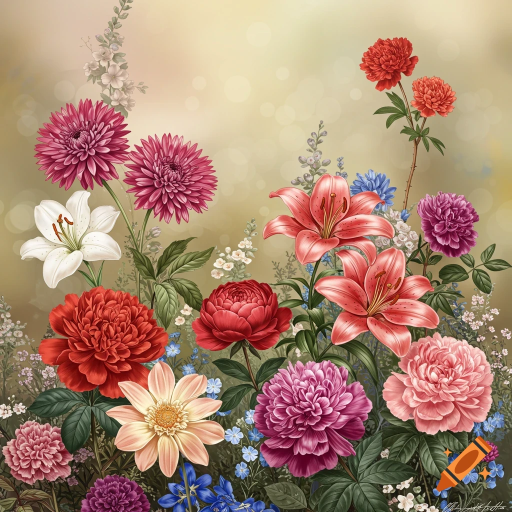 A vibrant floral arrangement with various colorful flowers.