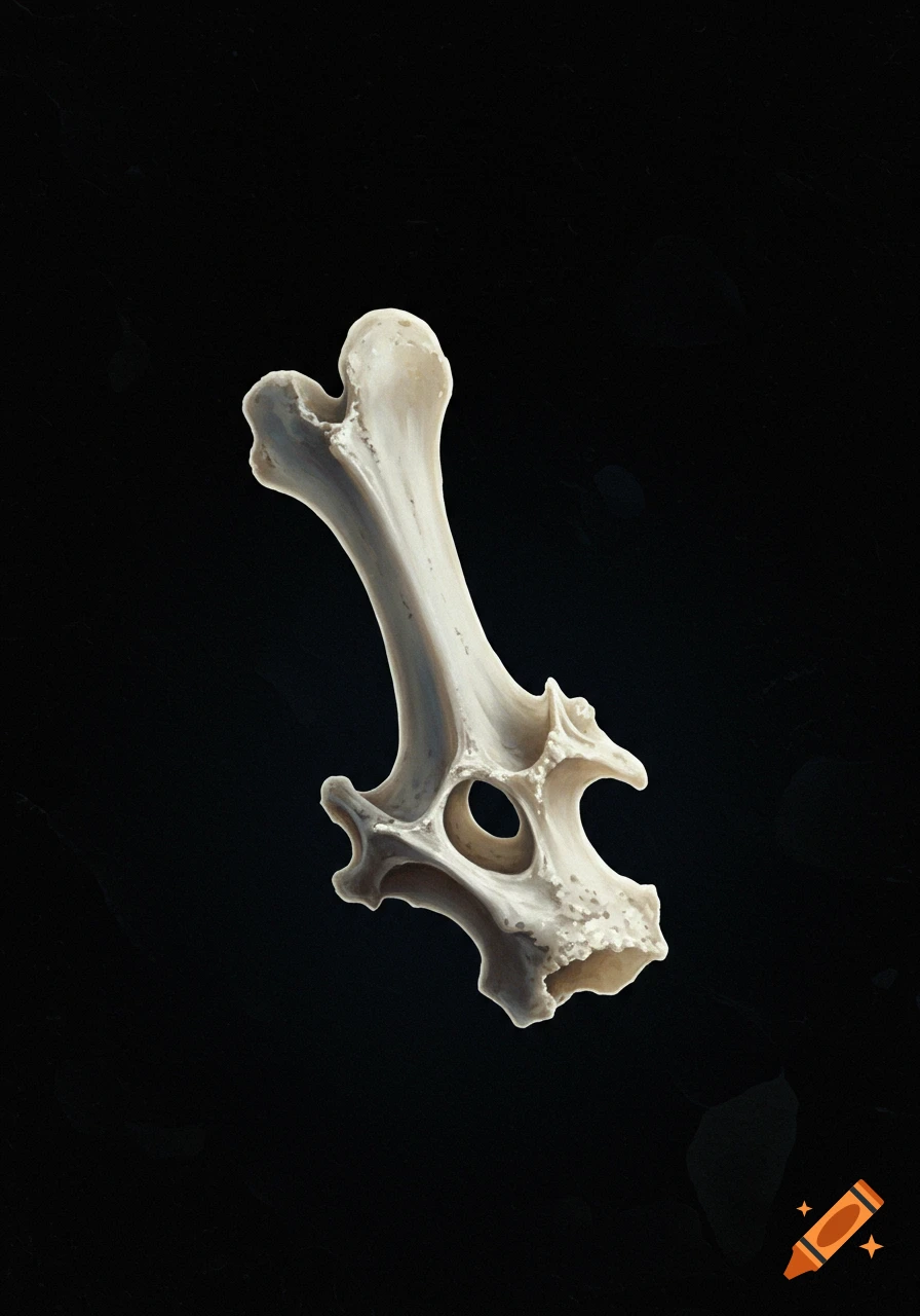 A pale bone against a dark background.