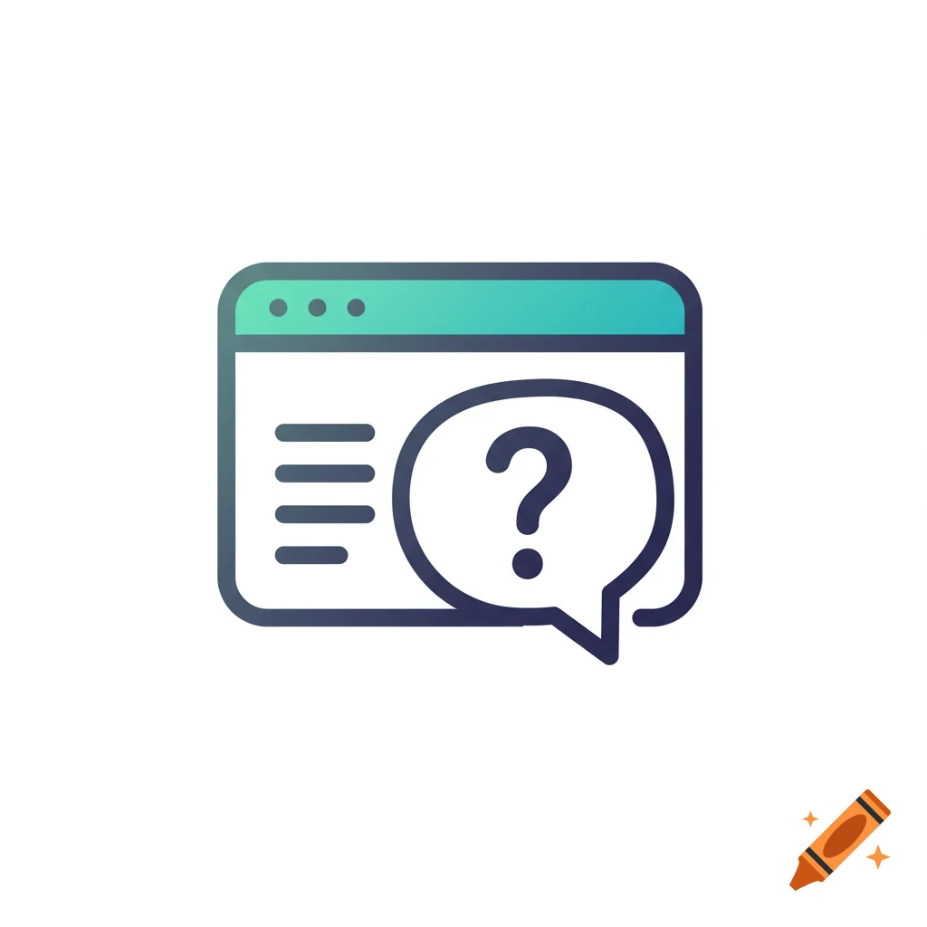 Icon of a browser window with a question mark speech bubble