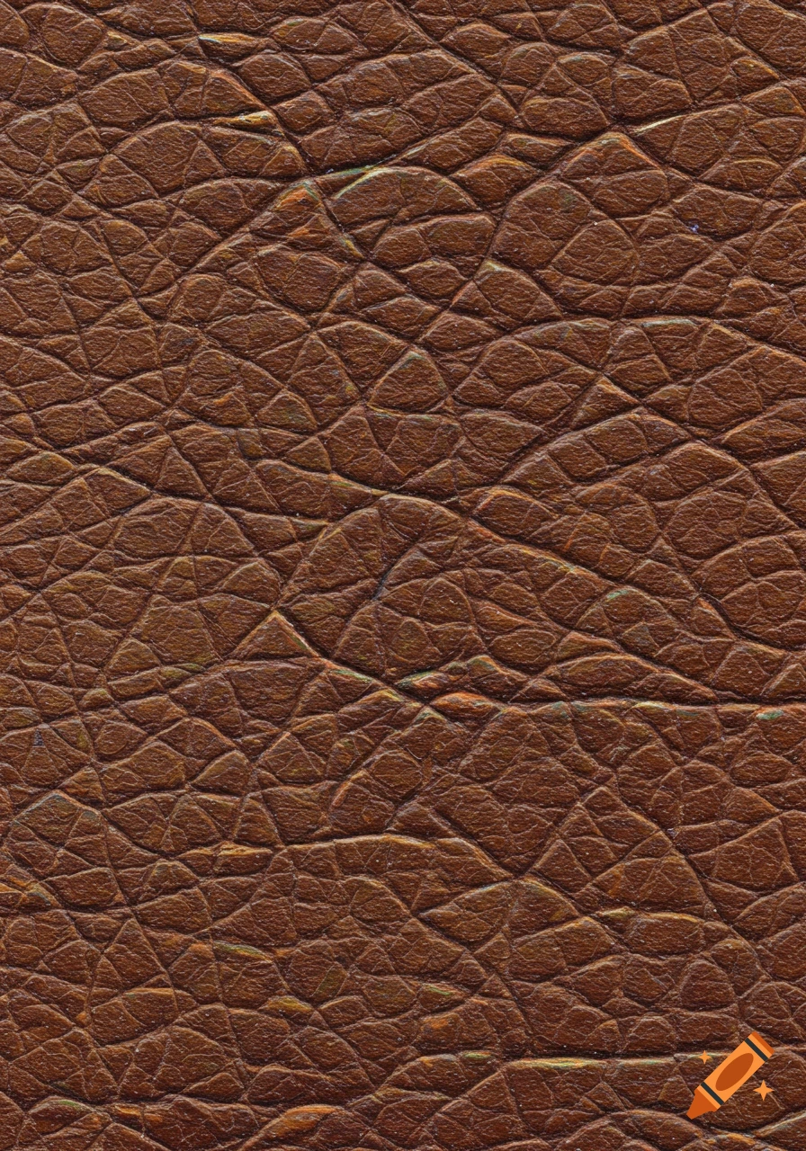 Close-up texture of brown leather drawn in colored pencil.