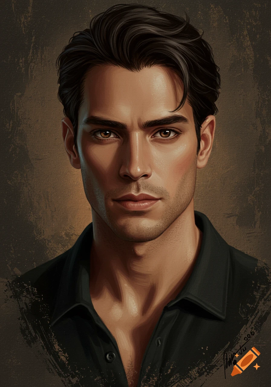 Portrait of a man with dark hair and brown eyes