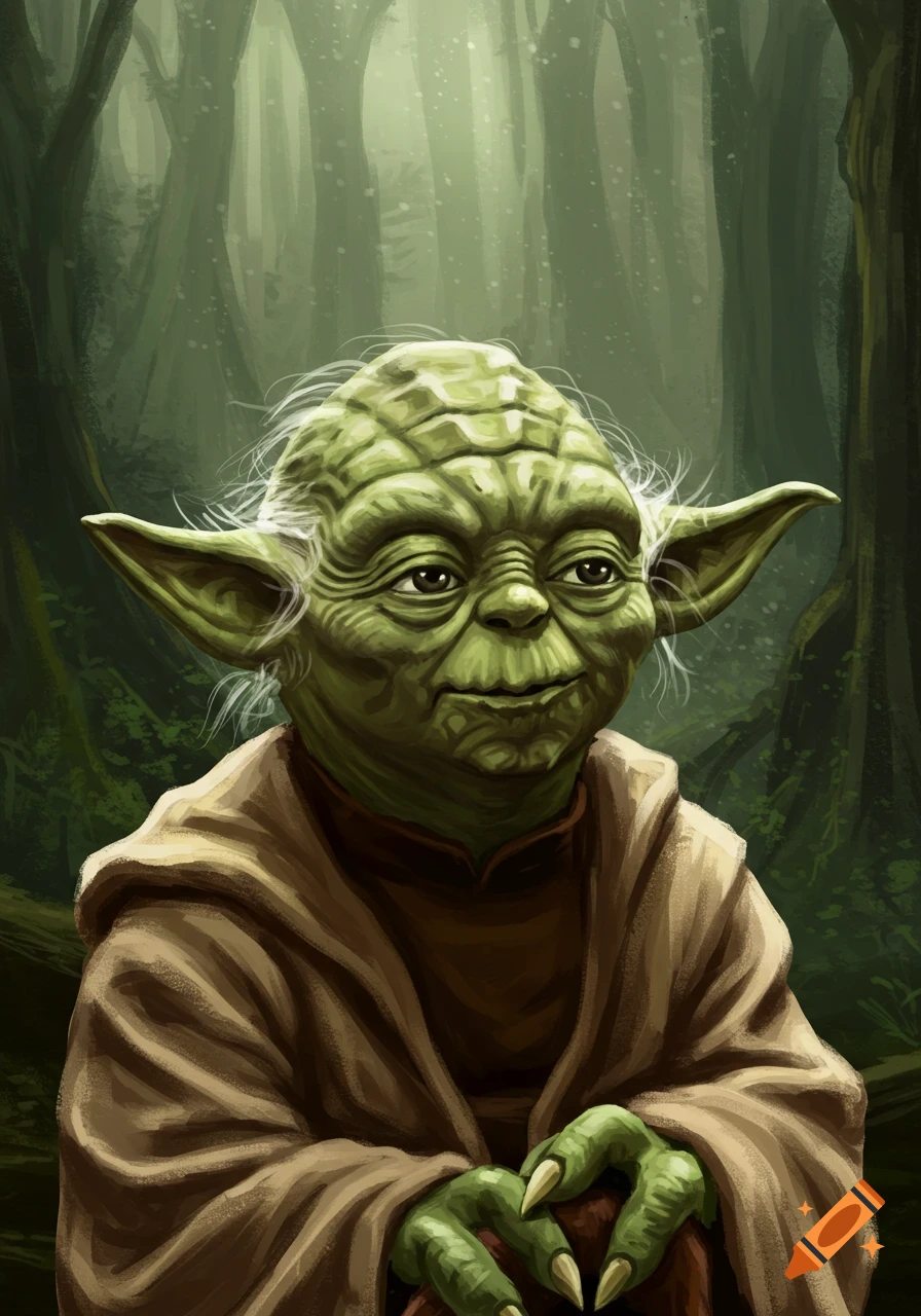 Illustration of Yoda sitting in a forest