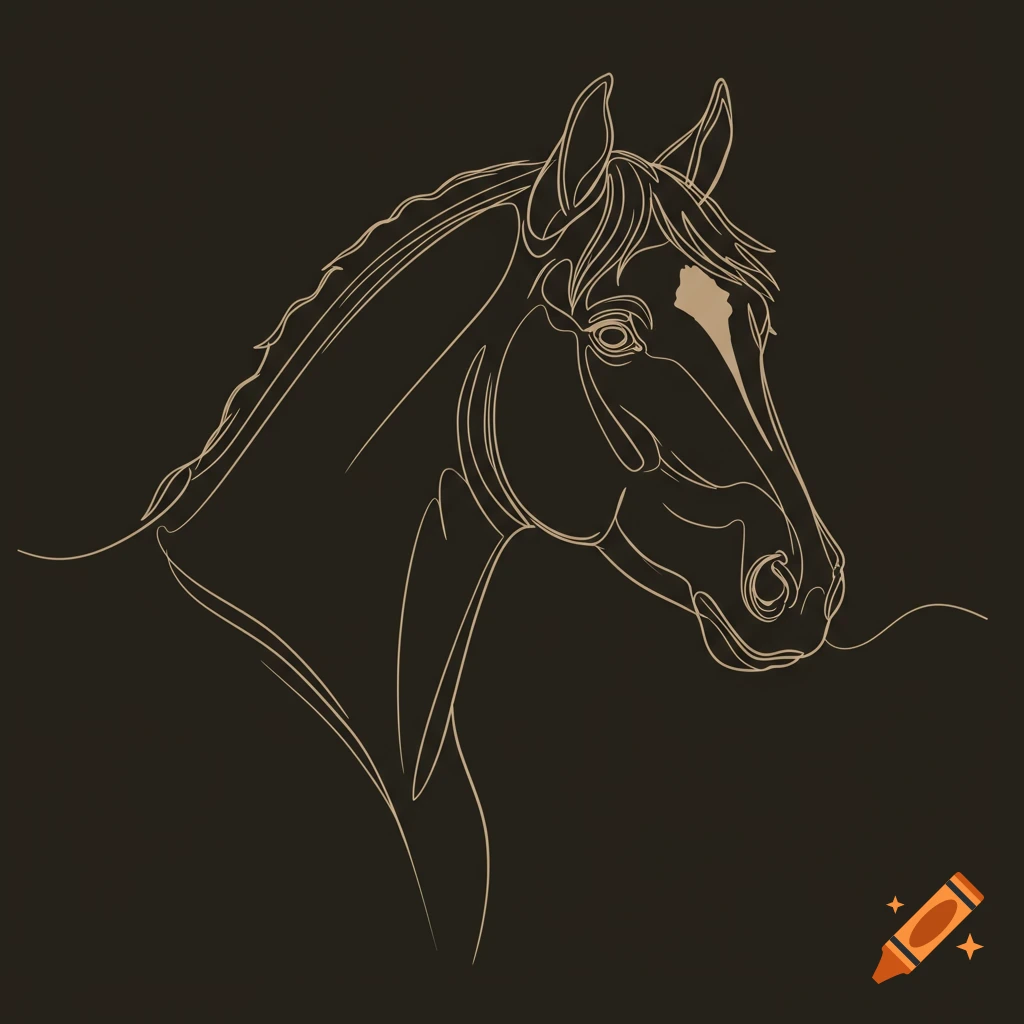 Line drawing of a horse head in profile