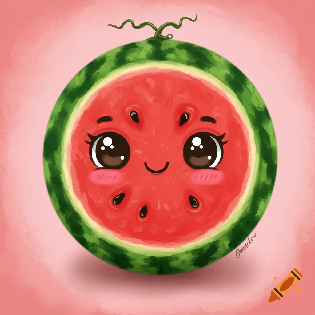 Cute cartoon watermelon face